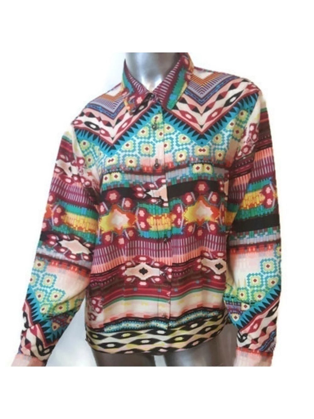 Ivy Jane Multicolor Aztec Print Blouse Small